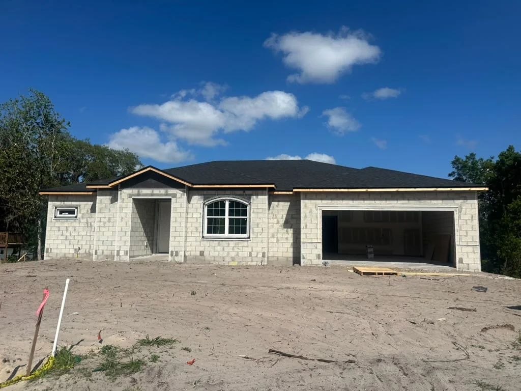Concrete block home under construction