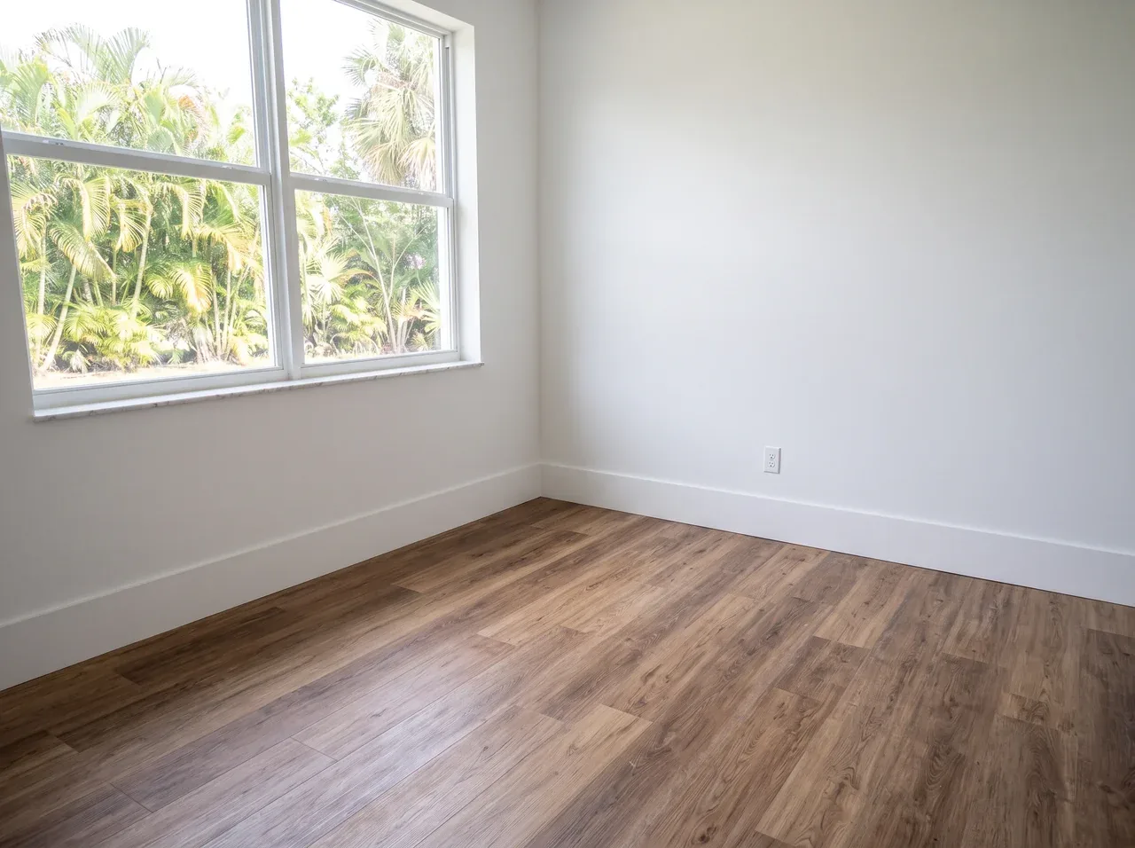Bedroom after baseboard installation