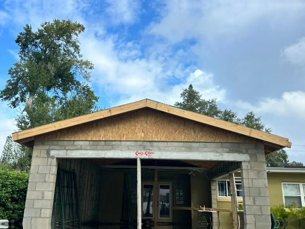 Garage framing before construction